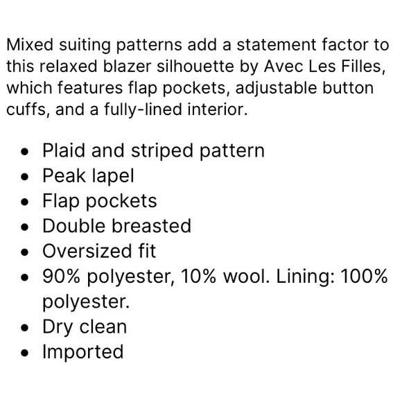 NWT 7 for all mankind woman double blazer, wool blended houndstooth blazer sz M - Picture 9 of 9